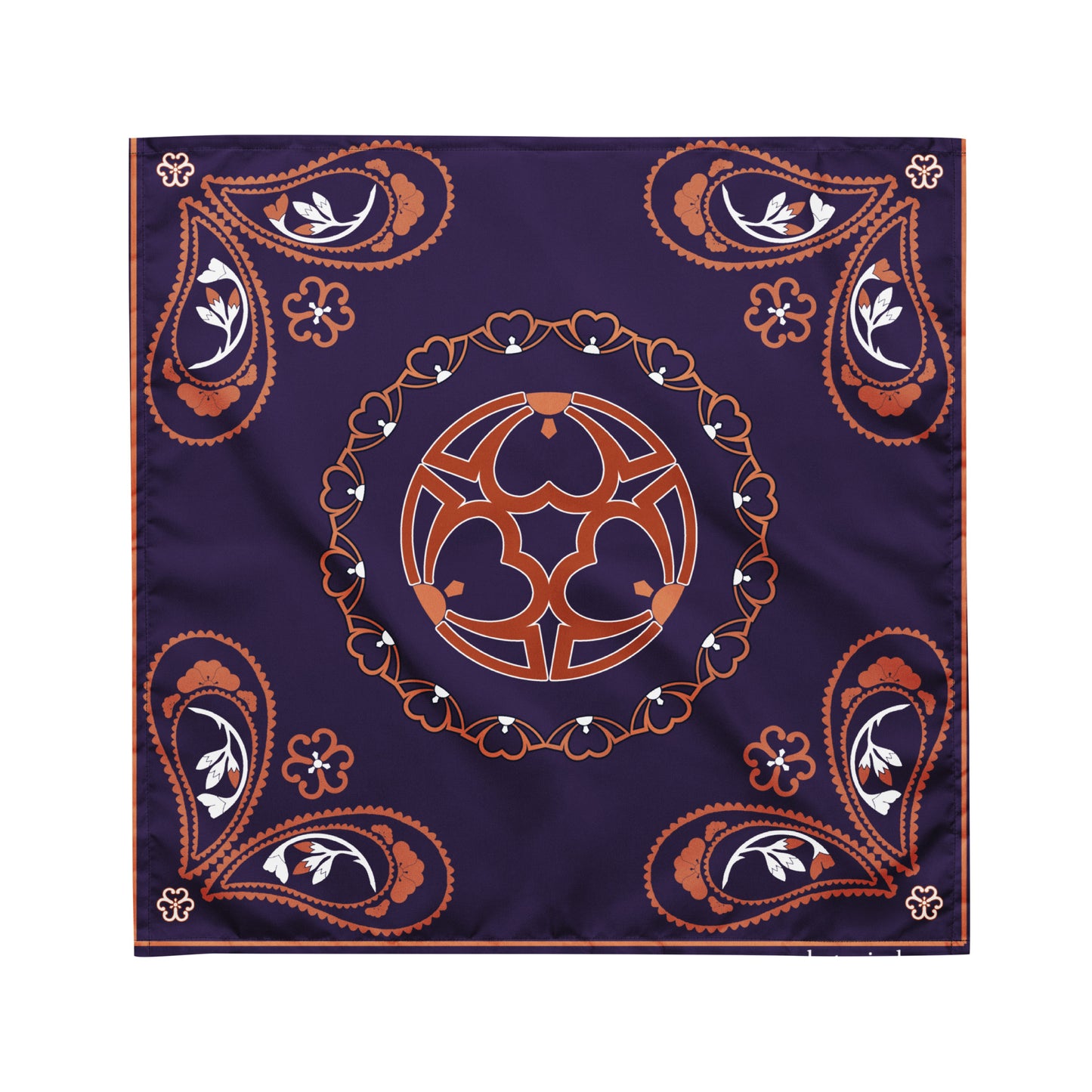 桜紋バンダナ All-over print bandana Crest of cherry blossom, dark purple