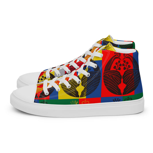 Women’s high top canvas shoes ”crane wearing a crown”