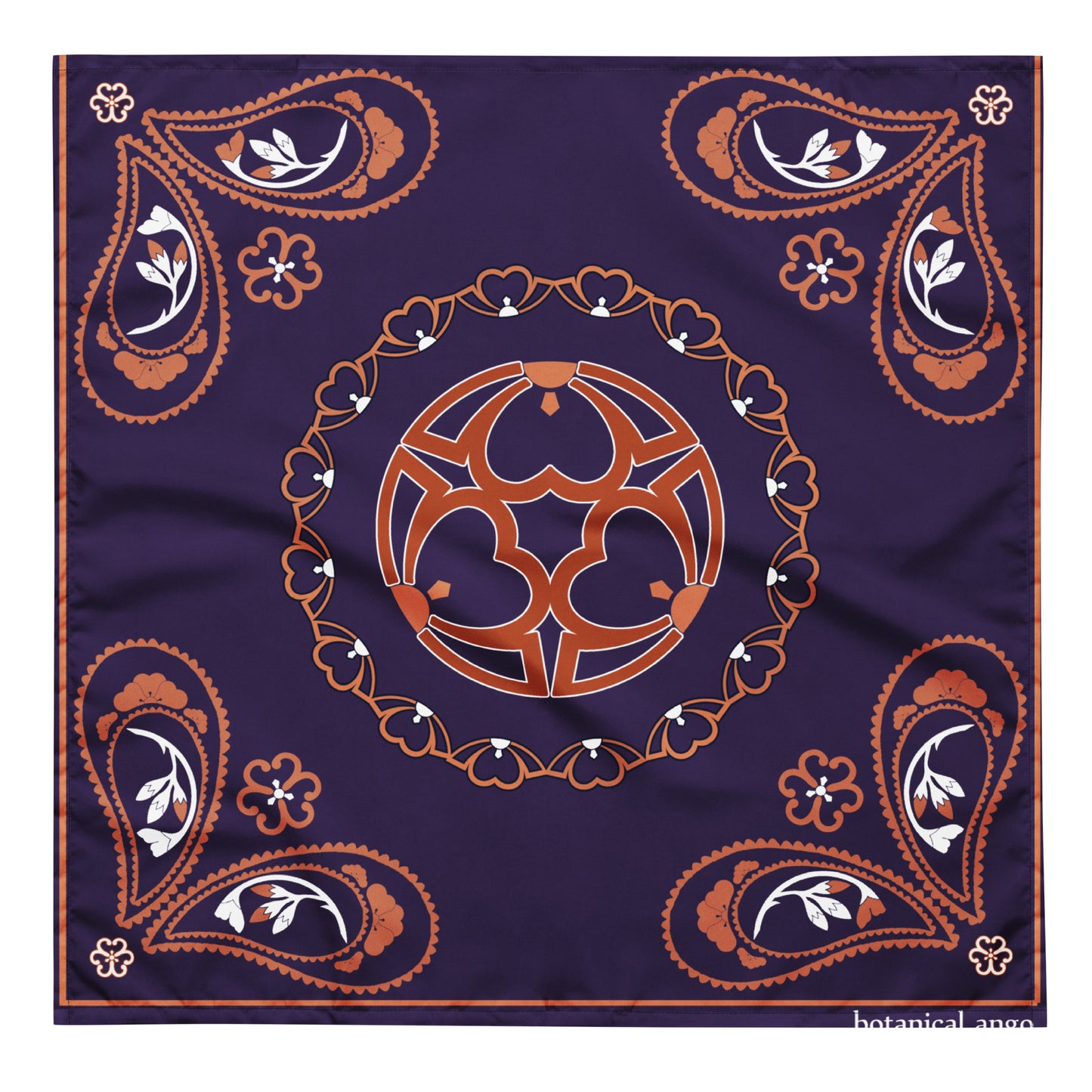 桜紋バンダナ All-over print bandana Crest of cherry blossom, dark purple
