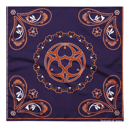 桜紋バンダナ All-over print bandana Crest of cherry blossom, dark purple