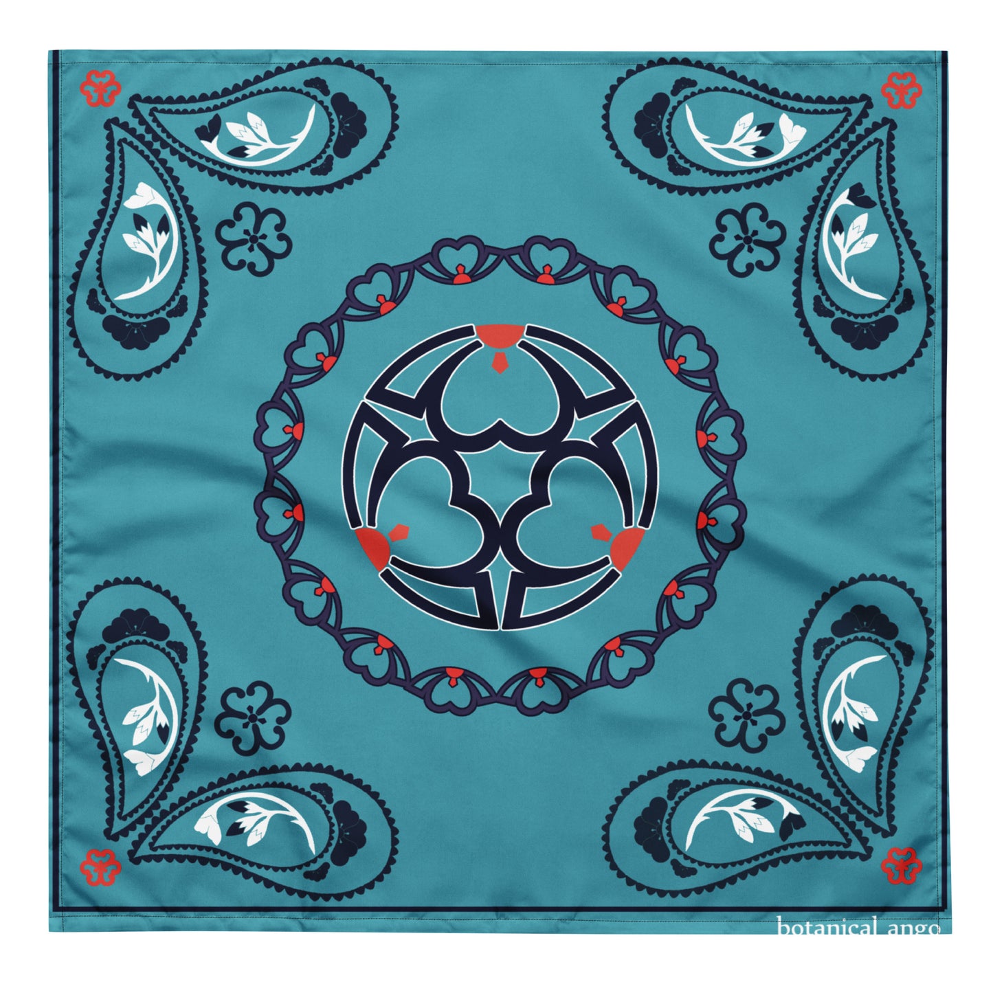 桜紋バンダナ All-over print bandana Crest of cherry blossom, blue