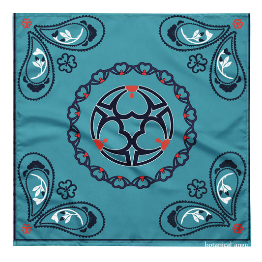 桜紋バンダナ All-over print bandana Crest of cherry blossom, blue