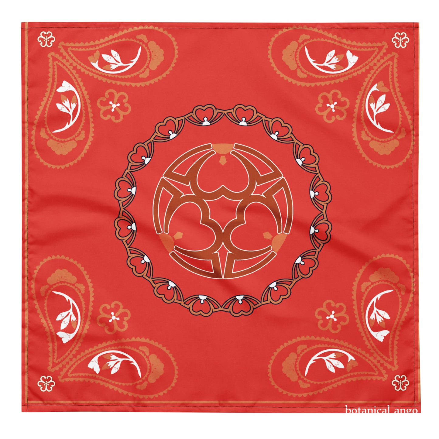 桜紋バンダナ All-over print bandana Crest of cherry blossom, red