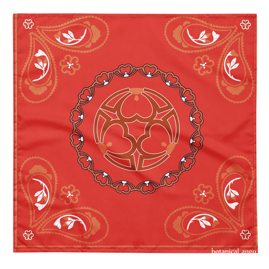 桜紋バンダナ All-over print bandana Crest of cherry blossom, red