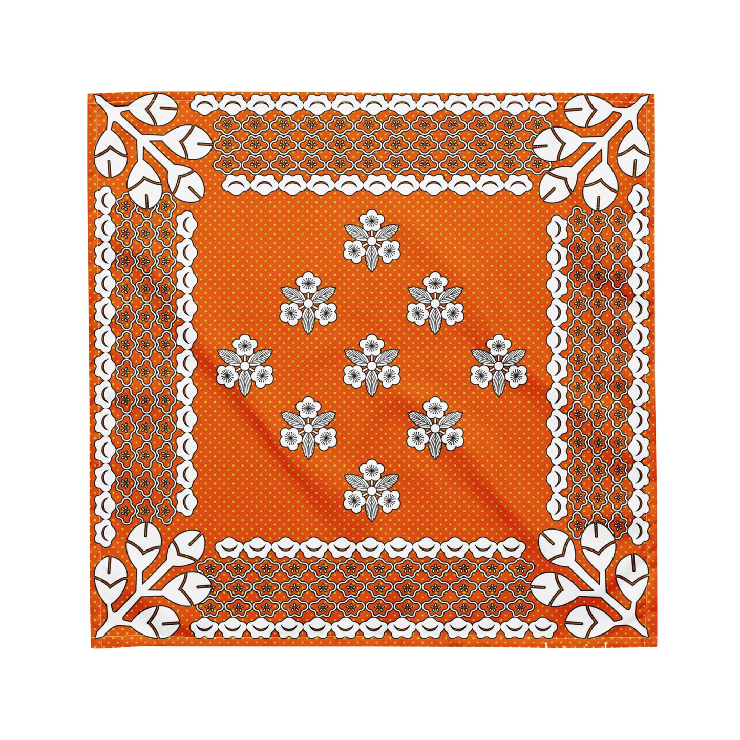 梅家紋バンダナ All-over print bandana with plum crest, red
