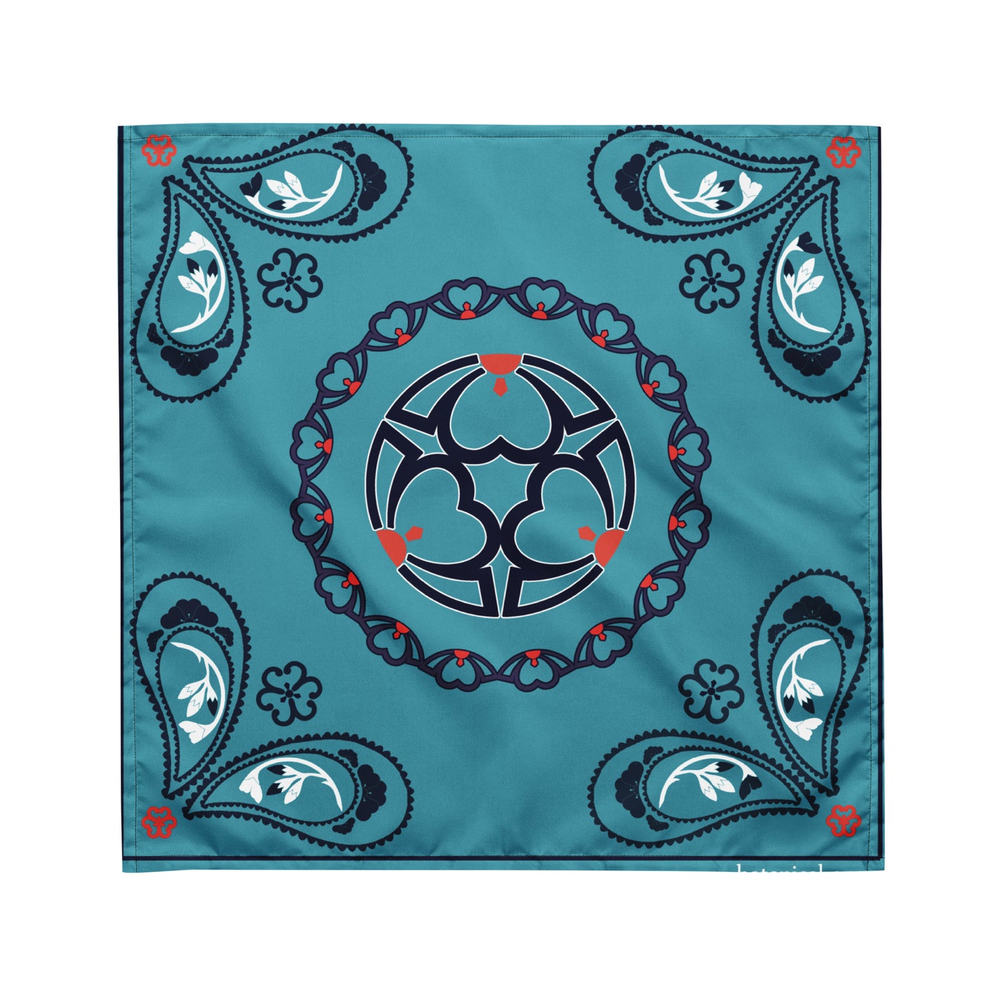 桜紋バンダナ All-over print bandana Crest of cherry blossom, blue