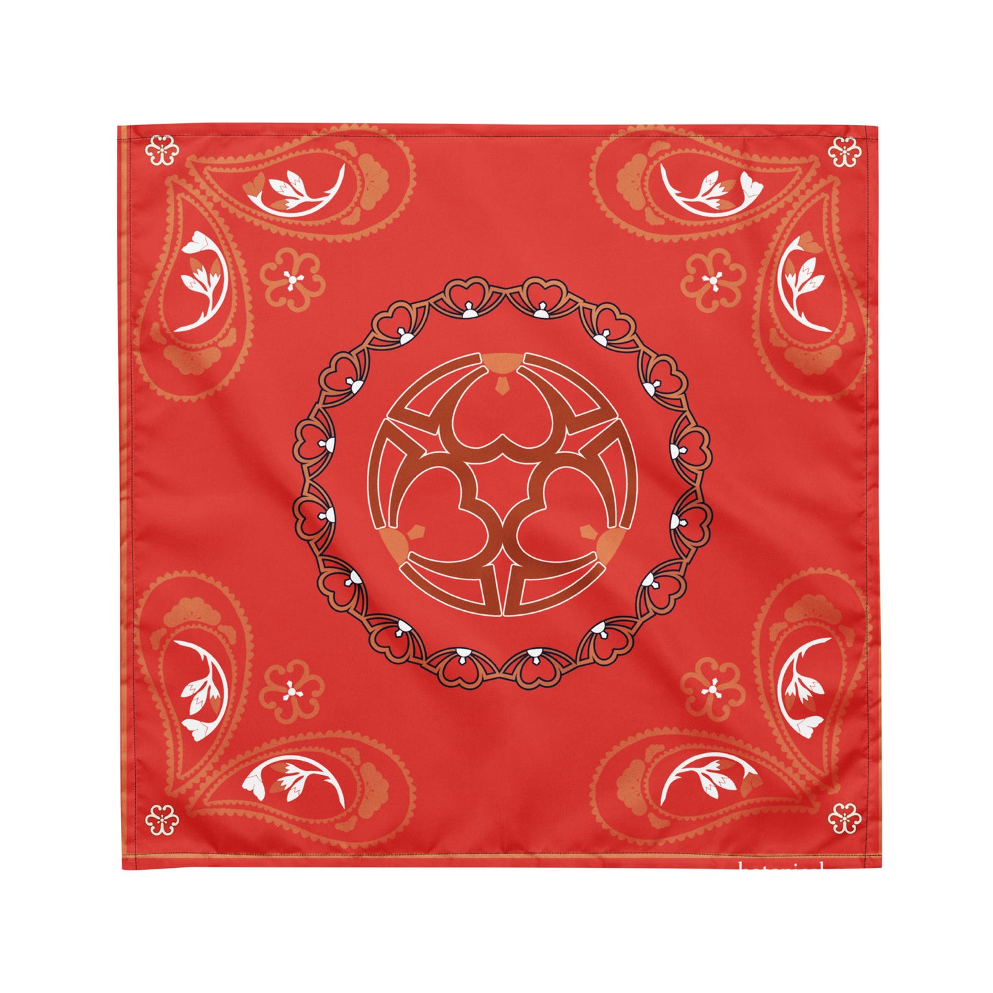 桜紋バンダナ All-over print bandana Crest of cherry blossom, red