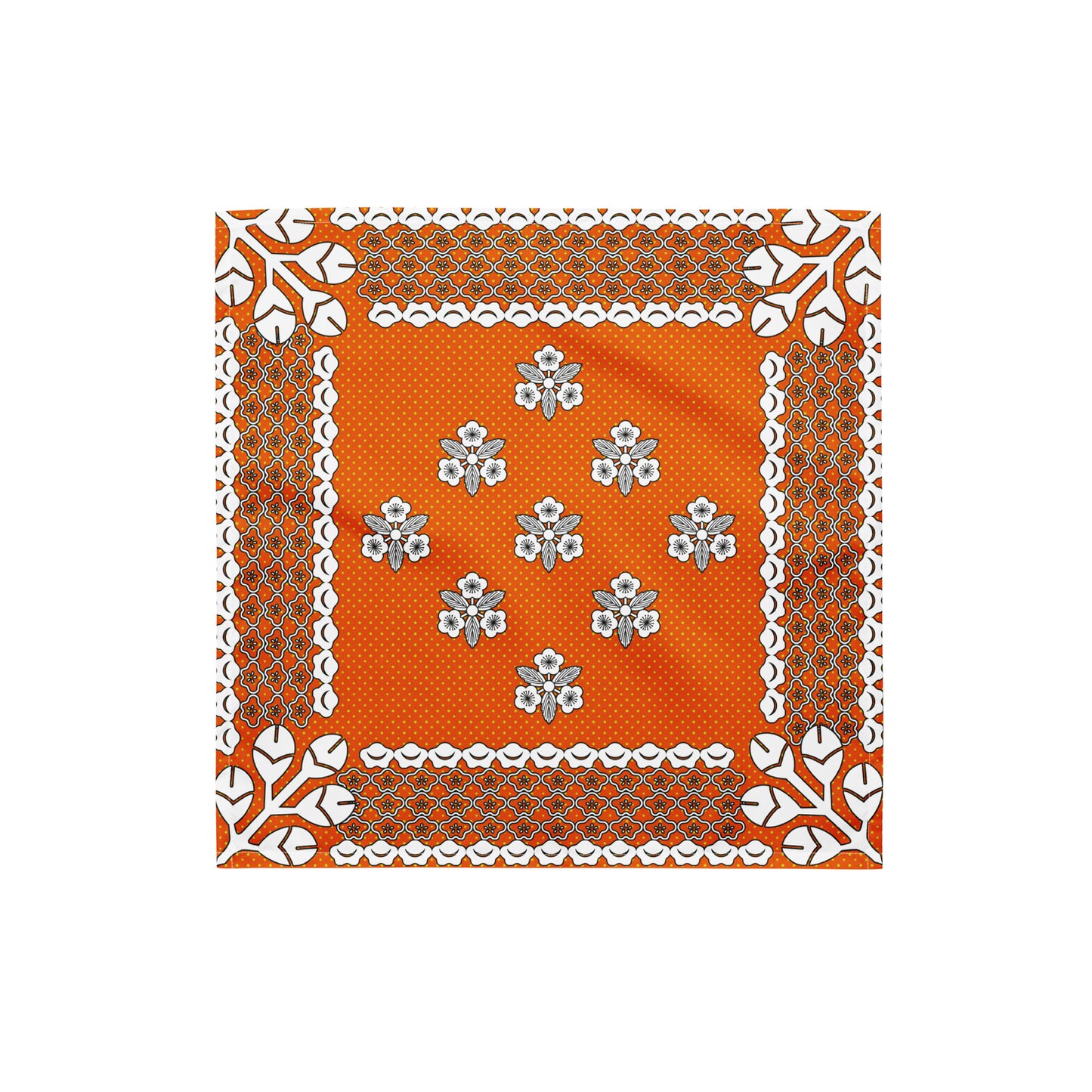 梅家紋バンダナ All-over print bandana with plum crest, red