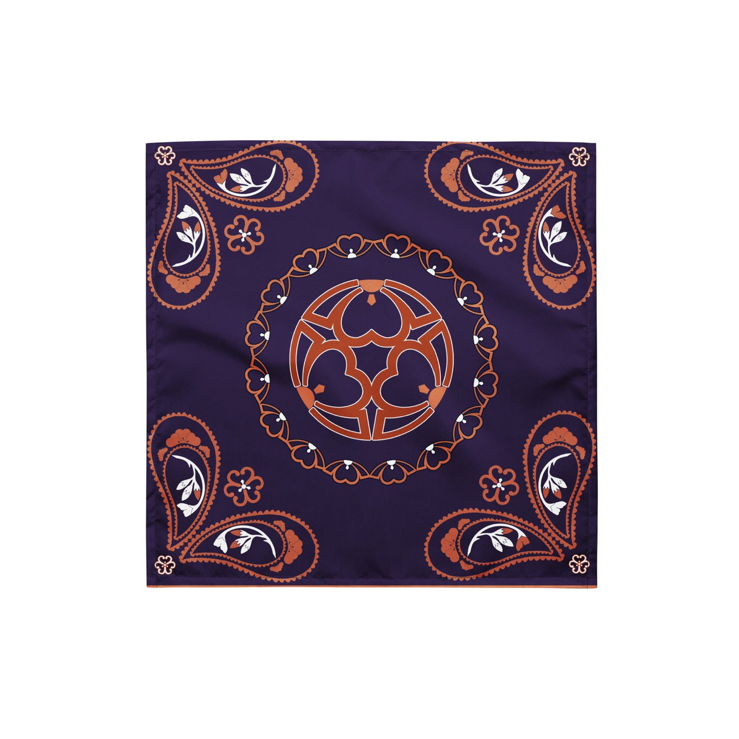桜紋バンダナ All-over print bandana Crest of cherry blossom, dark purple