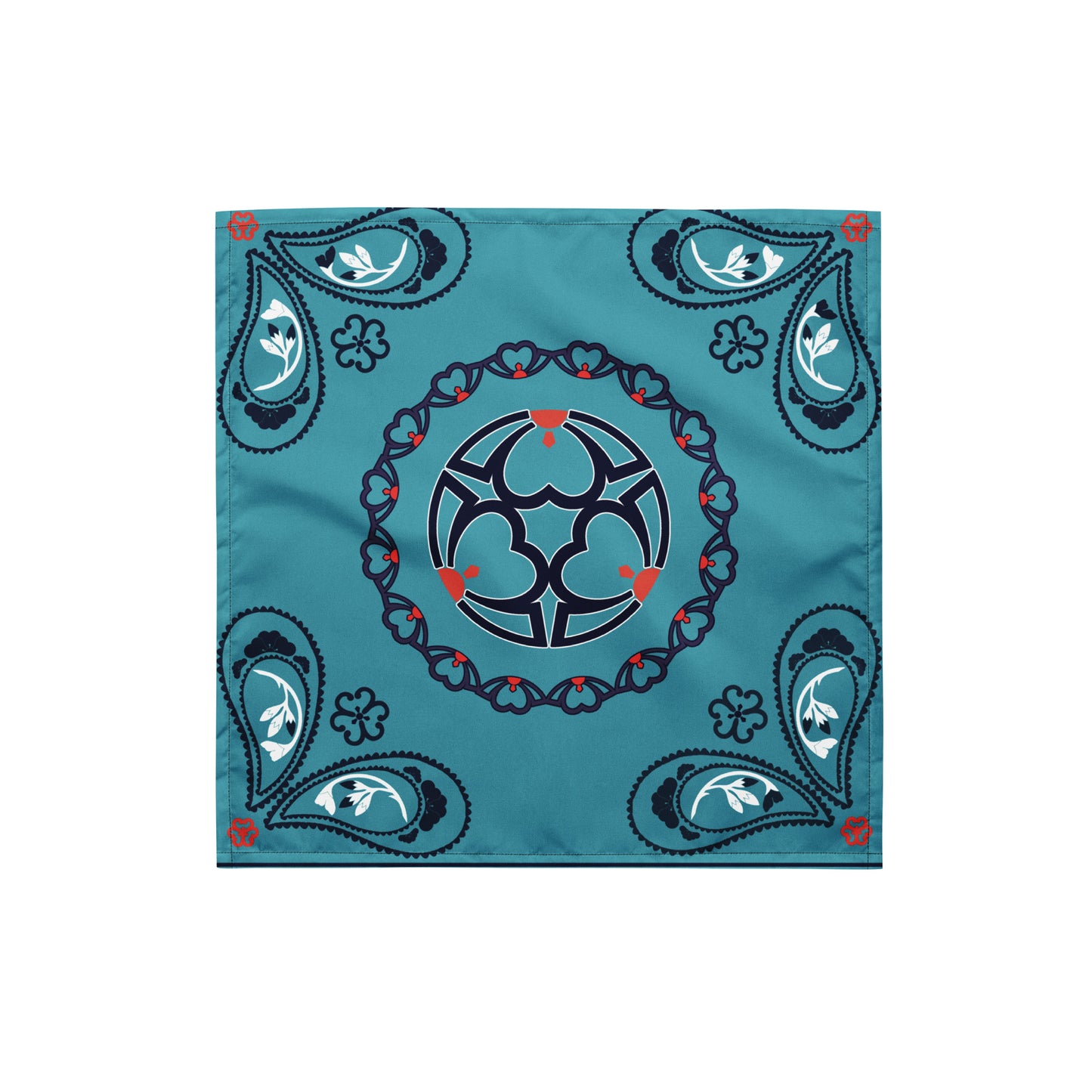 桜紋バンダナ All-over print bandana Crest of cherry blossom, blue