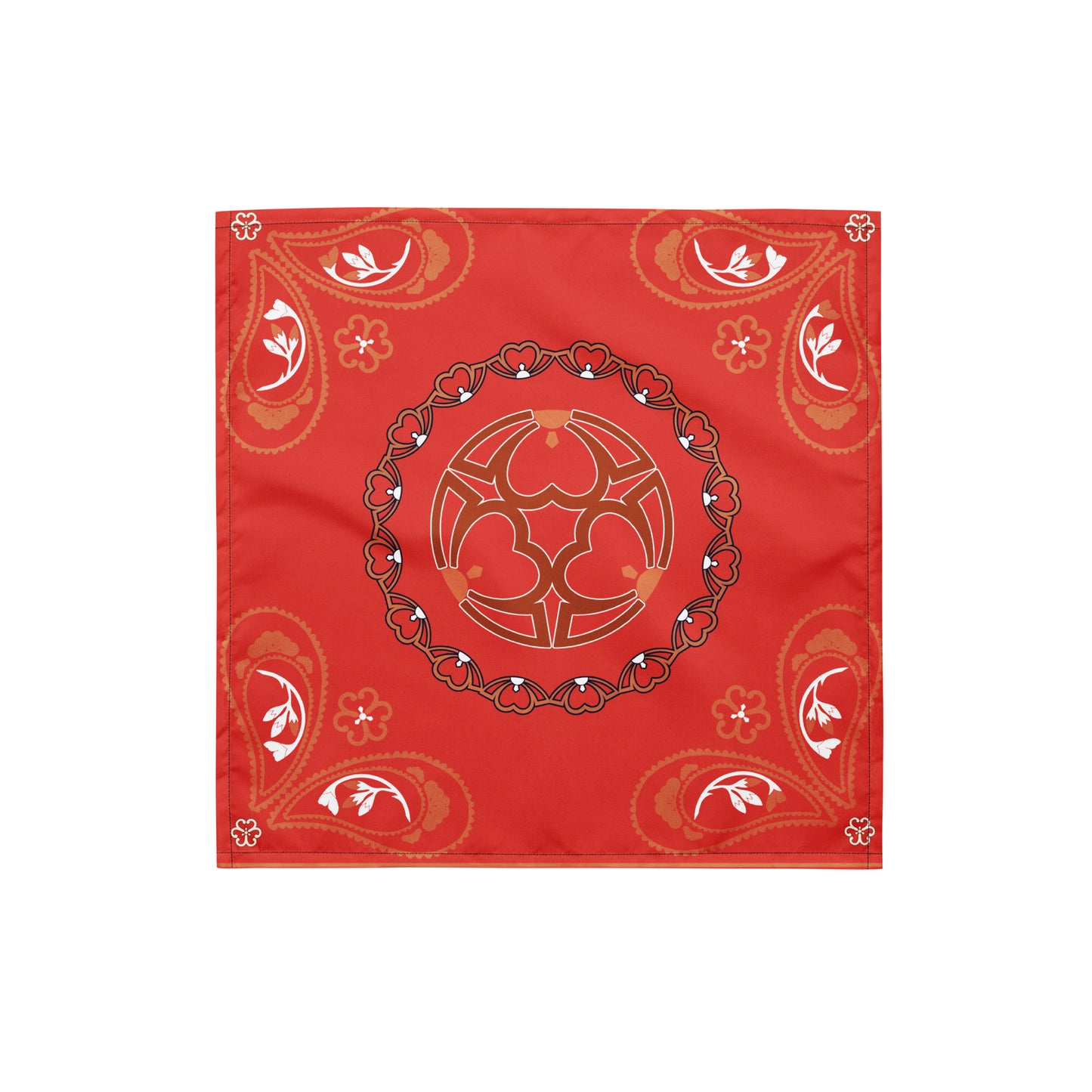 桜紋バンダナ All-over print bandana Crest of cherry blossom, red