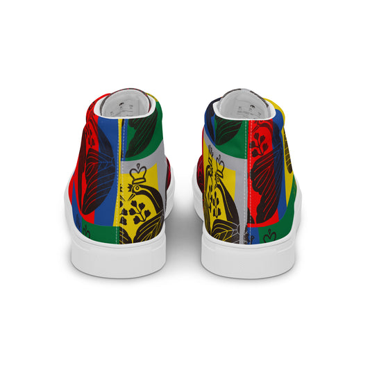 Women’s high top canvas shoes ”crane wearing a crown”