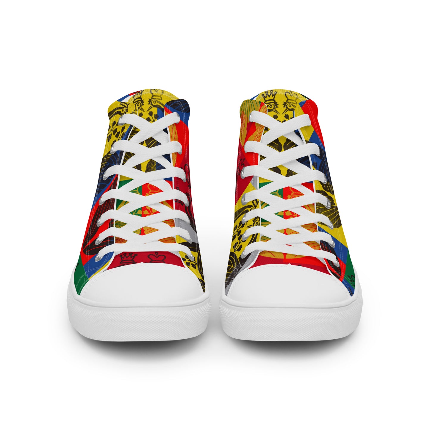 Women’s high top canvas shoes ”crane wearing a crown”