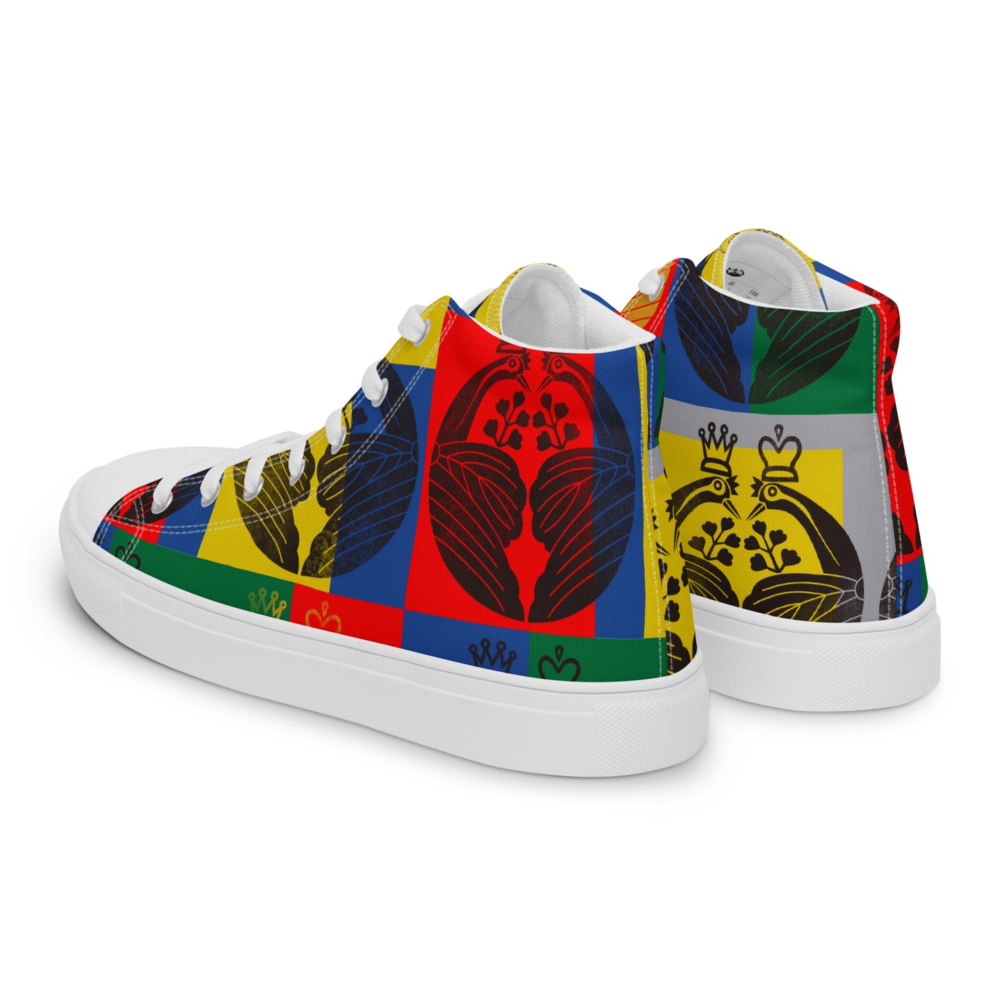 Women’s high top canvas shoes ”crane wearing a crown”
