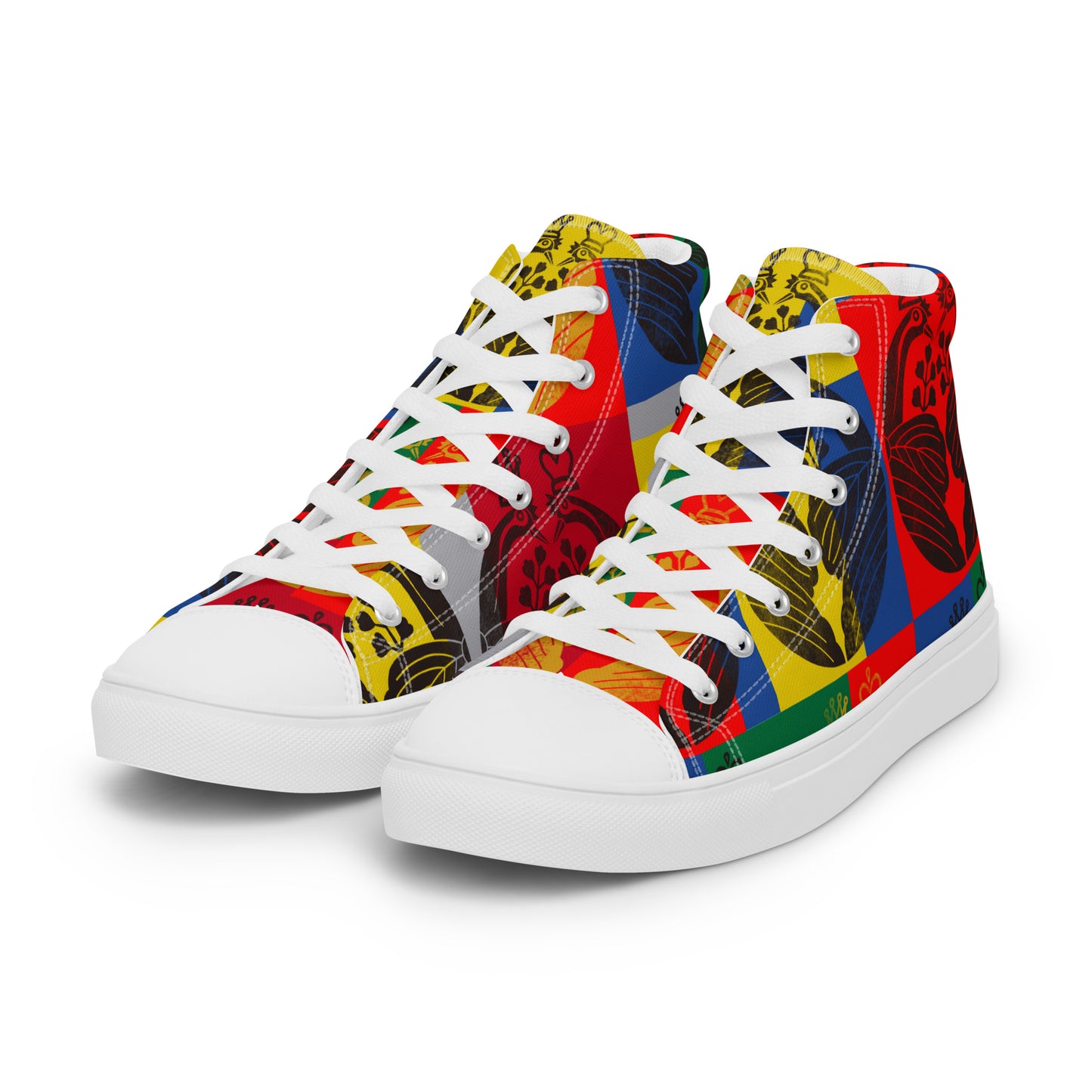 Women’s high top canvas shoes ”crane wearing a crown”