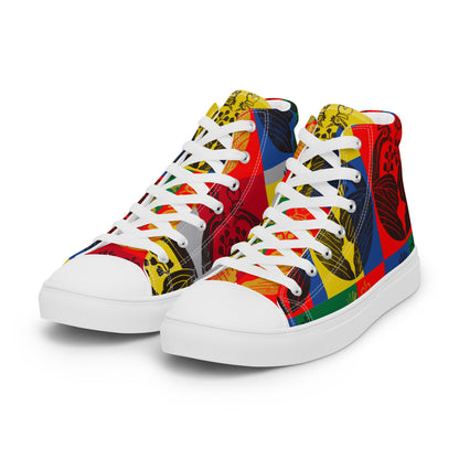 Women’s high top canvas shoes ”crane wearing a crown”
