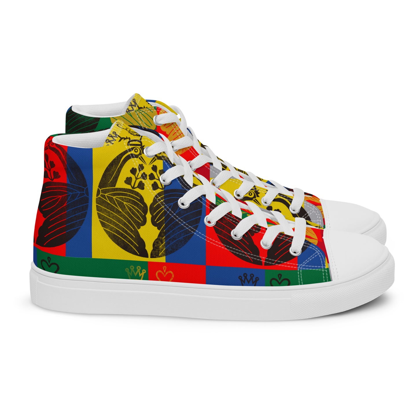 Women’s high top canvas shoes ”crane wearing a crown”