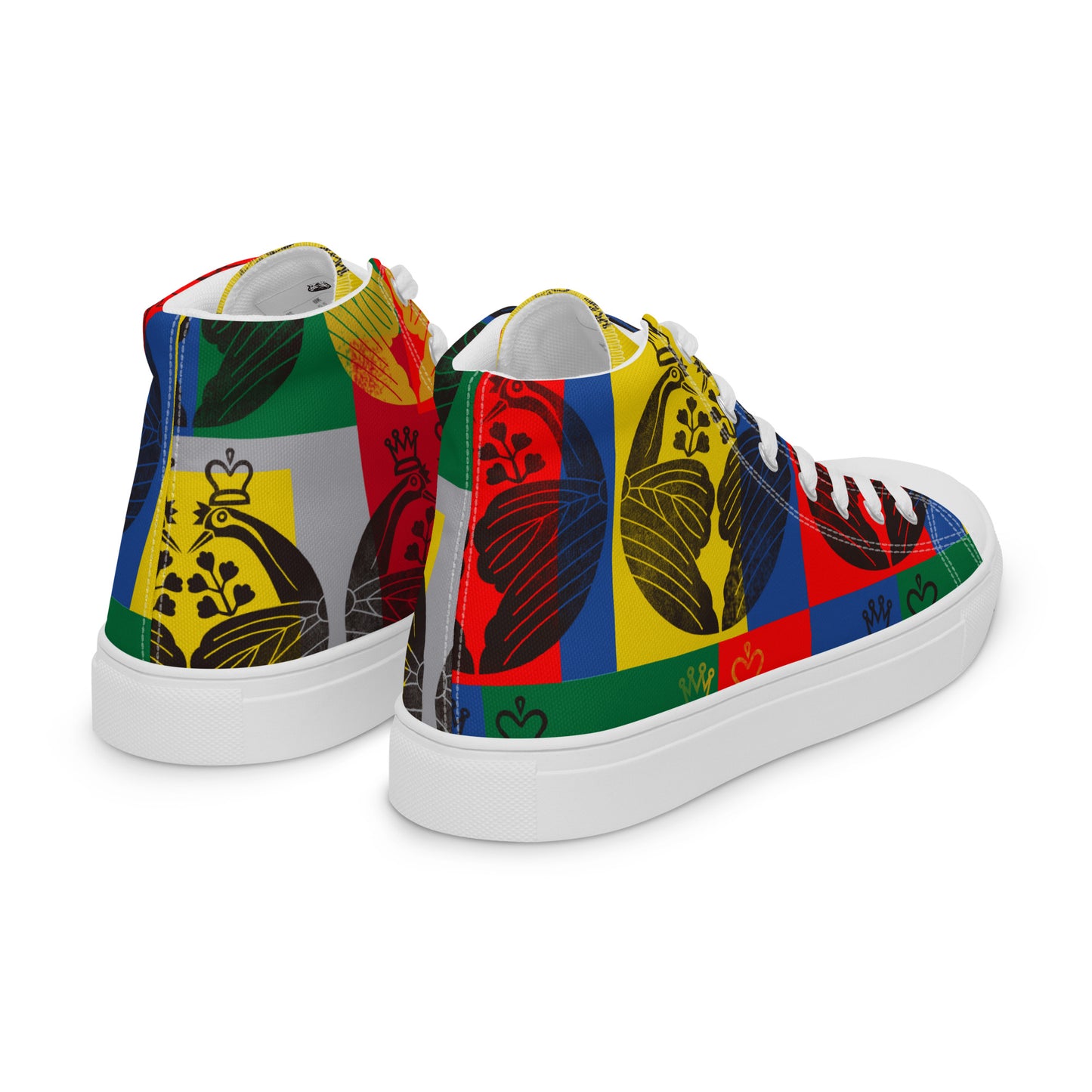 Women’s high top canvas shoes ”crane wearing a crown”
