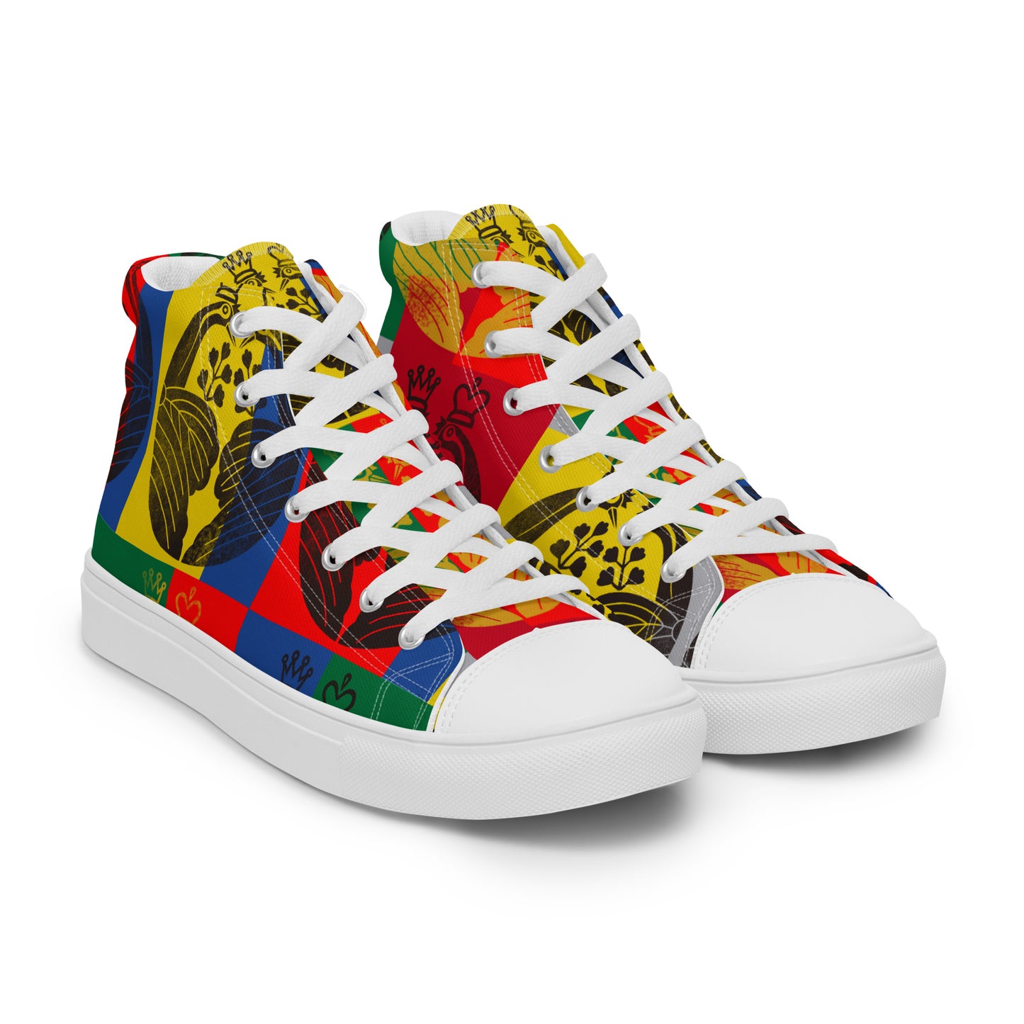 Women’s high top canvas shoes ”crane wearing a crown”